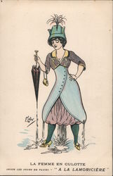 La Femme en Culotte (Pour Les Jours de Pluie) A La Lamoriciere Artist Signed Postcard Postcard Postcard