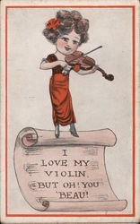 I Love My Violin, But Oh! You Beau! Postcard