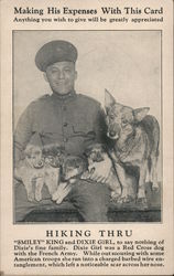 Red Cross Dog French Army Smiley King and Dixie Girl Postcard