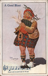 A Good Blast - A Man Playing the Bagpipes Postcard