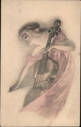 Girl playing cello Music Postcard Postcard Postcard