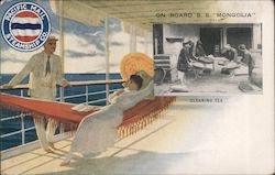 Cleaning Tea - On board S.S. Mongolia Postcard