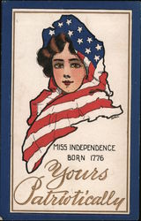Miss Independence Born in 1776 Patriotic Postcard Postcard Postcard