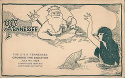 USS Tennessee, Neptune Party, Mermaid Postcard