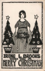 Irene L. Brooks Wishes You a Merry Christmas Postcard