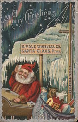 A Merry Christmas - Santa at the North Pole Postcard