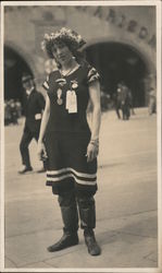 Woman standing with flower crown and medals UCT Original Photograph