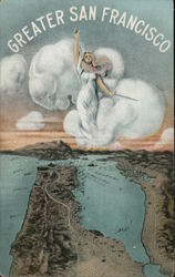 Greater San Francisco/Angel above San Francisco 1915 Panama-Pacific Exposition Postcard Postcard Postcard