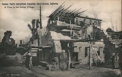 Panama-Pacific International Exposition. A view in the Indian Village Postcard