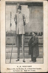 F. E. Wilvert, Walking on Stilts from Harrisburg to San Francisco Postcard