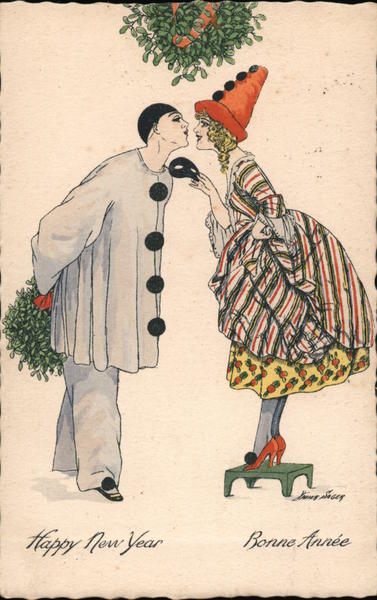 Happy New Year - Woman and Pierrot Xavier Sager