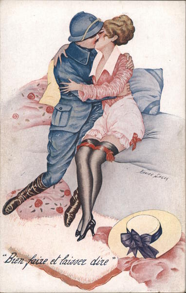 WWI Sldier and a woman kiss on a bed Series 35 Xavier Sager