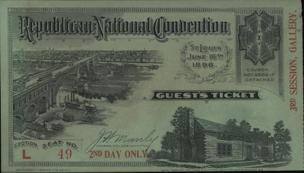 Ticket: Republican National Convention St Louis June 16th 1896
