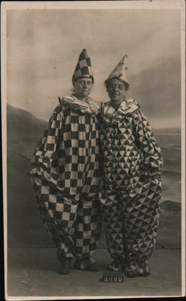 Two Women Dressed as Peirrot Circus