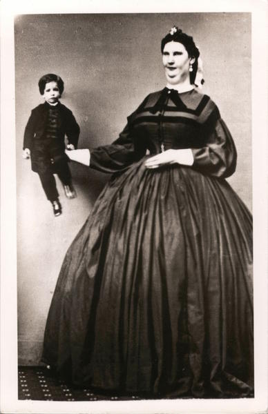 Large Woman Holding Tiny Person Sideshow Circus