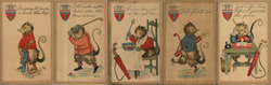Set of 5: William Howard Taft Golf Possums Postcard