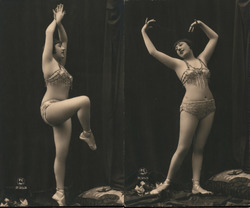 Set of 2: French Risque Female Performer Dancer Postcard