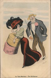 Man and Woman Carrying Two Hat Boxes Series 500 Postcard