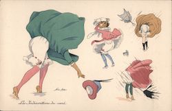 Women With Their Skirts Being Blown Up Series 510 Xavier Sager Postcard Postcard Postcard