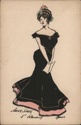 Woman In Formal Dress Holding Paper Postcard