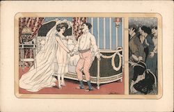 People Looking at Couple in Bedroom Through Peep Holes Series 522 Postcard