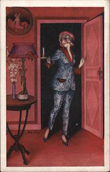 A Woman in a Suit Walking Through a Door Series 131 Xavier Sager Postcard Postcard Postcard