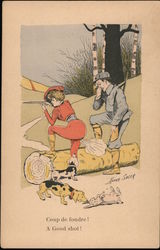 A good shot - Woman Hunter Farting Postcard