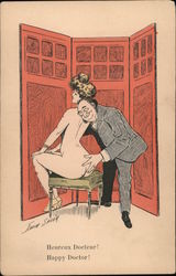 Happy Doctor! Doctor with Nude Female Patient Postcard