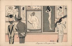 Well Dressed Men And Women Look At A Museum's Gallery WithPaintings Of A Variety Of Naked Women Series 553 Postcard