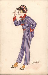 A Woman in a Suit and Hat Series 14 Postcard