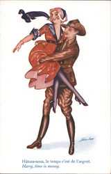 WWI Hurry, time is money - U.S. officer holding up a young woman Series 448 Postcard