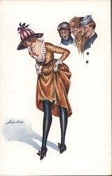 WWI Four Soldiers Watching Woman Lift Skirt to Reveal Legs Series 427 Xavier Sager Postcard Postcard Postcard