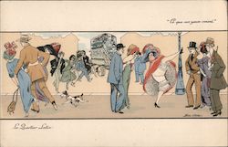 Woman high kicking while couples look on with interest Series 518 Postcard