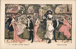High society ladies and gentlemen at a bar Postcard