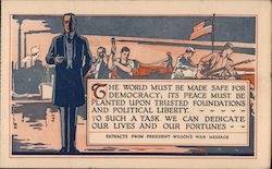 Woodrow Wilson Extracts From President Wilson's War Message Postcard