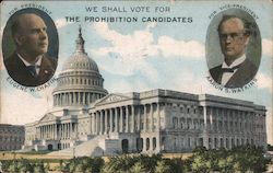We Shall Vote For The Prohibition Candidates Chafin Watkins Postcard