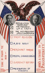 Taft: Republican Straight Ticket Postcard