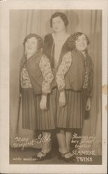Mary Margaret Gibb with Mother Siamese Twins Postcard