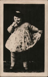 Sideshow Fat Woman in a Dress Circus Postcard Postcard Postcard