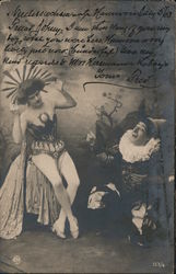 Acrobat With Peirrot Clown Postcard