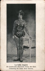 La bella Angora Tattooed Lady Postcard