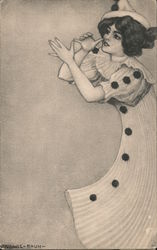 Illustration of Female Clown Gesturing Postcard