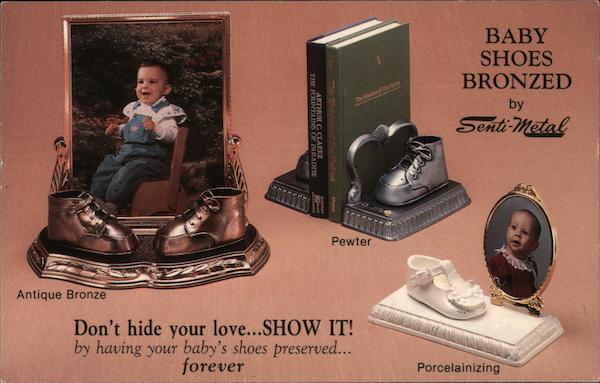 Senti-Metal Baby Shoe Bronzing Advertising Postcard