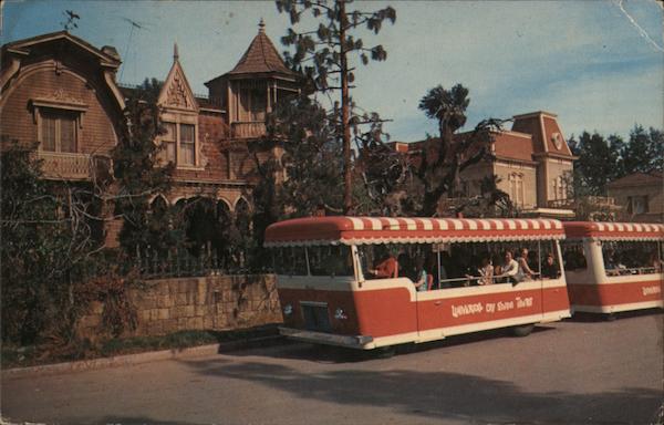 The chill of the Munsters is felt on Mockingbird Lane as the tram passes their spooky, cobwebbed home