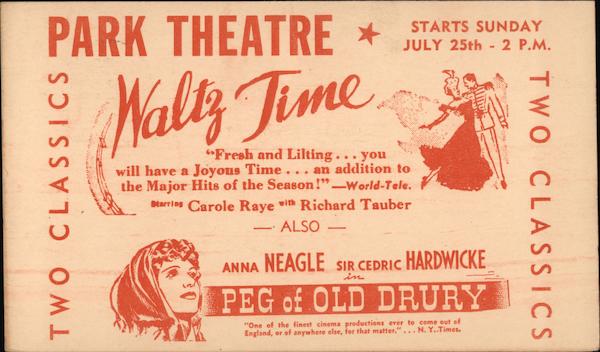 Park Theatre Waltz Time Menlo Park California Advertising