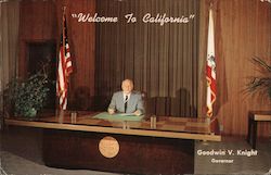 Welcome to California, Goodwin V. Knight, Governor Sacramento, CA Postcard Postcard Postcard