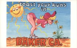 Toast Your Buns in Baker, Ca. Postcard