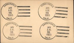 4 Carbondale California 4 Bar Cancels Postcard