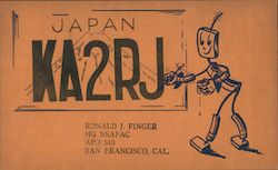 Japan KA2RJ - Ronald J. Finger HQ NSAPAC APO 343 Postcard