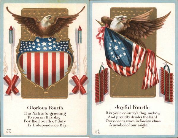 Set of 2: Eagle with Flag Series J-6 Nash 4th of July